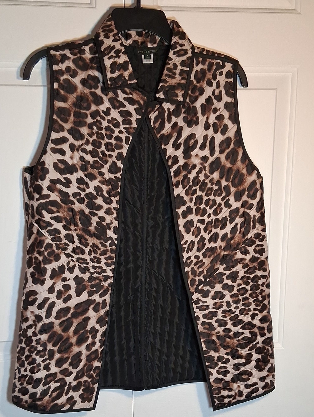 For Cynthia Brown and Black Leopard Print Sleeveless Vest